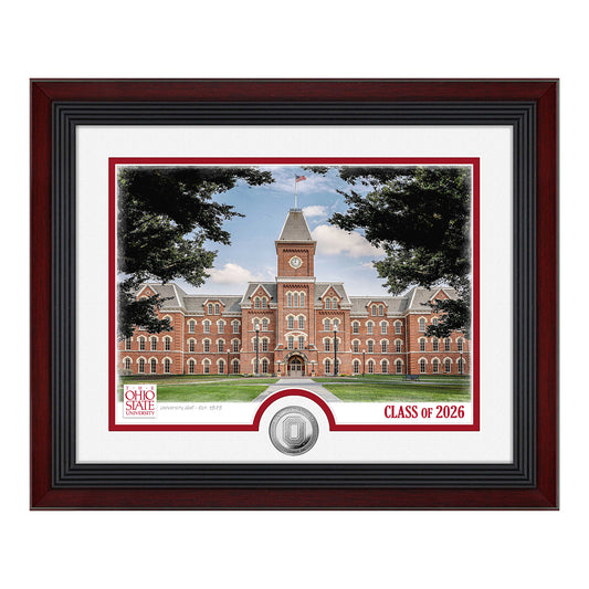 Ohio State Buckeyes University Hall Graduation Silver Coin Photo Mint - Front View