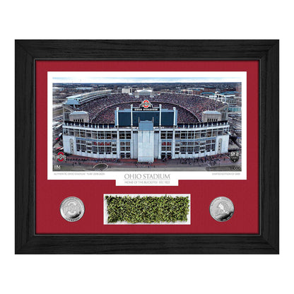 Ohio Stadium Game-Used Turf Silver Coin Photo Mint - full view