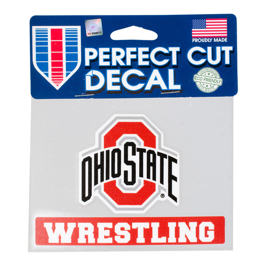 Ohio State Wrestling 4" x 5" Decal - In Scarlet - Front View