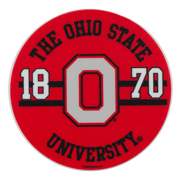 Ohio State Buckeyes The Ohio State 1870 Decal - In Scarlet - Front View