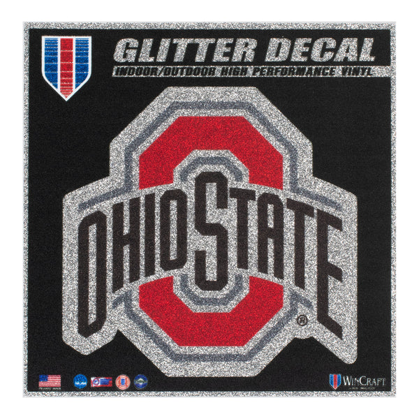 Ohio State Buckeyes 6x6 Glitter Decal - In Black - Front View