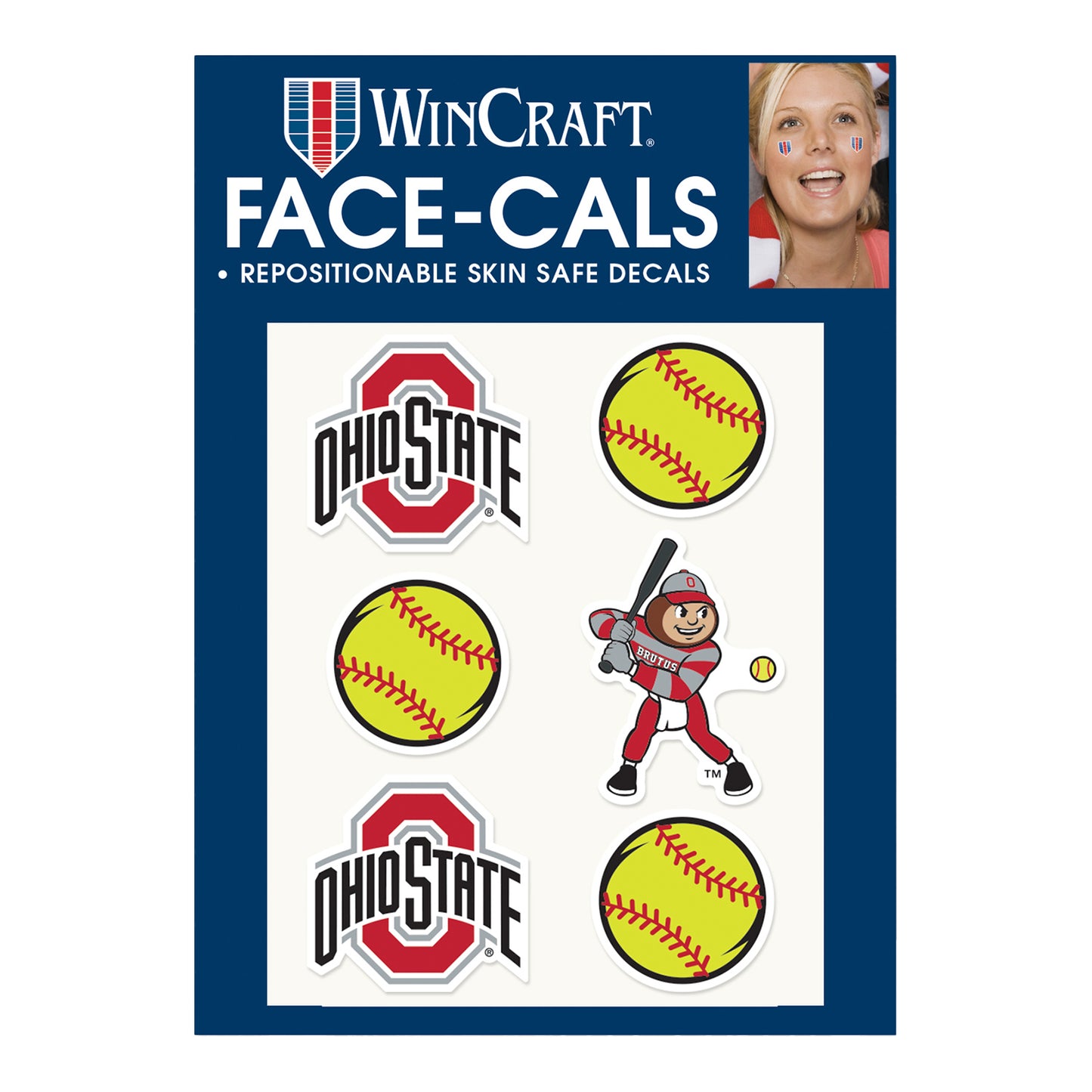 Ohio State Buckeyes Softball Face Cals - In Scarlet - Front View