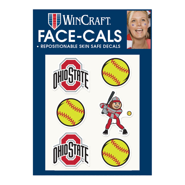 Ohio State Buckeyes Softball Face Cals - In Scarlet - Front View