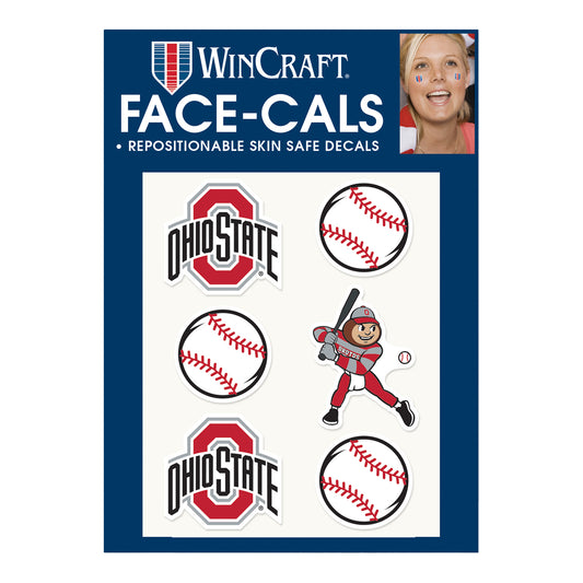 Ohio State Buckeyes Baseball Face Cals - In Scarlet - Front View