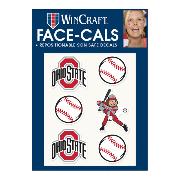 Ohio State Buckeyes Baseball Face Cals - In Scarlet - Front View
