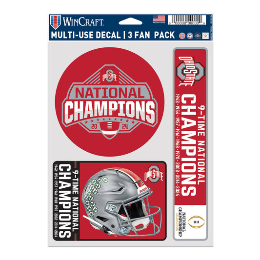 Ohio State Buckeyes National Champions 3-Pack Decals- Front View