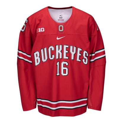 Ohio State Buckeyes Authentic Men's Hockey Game Worn Away Jersey - Front View