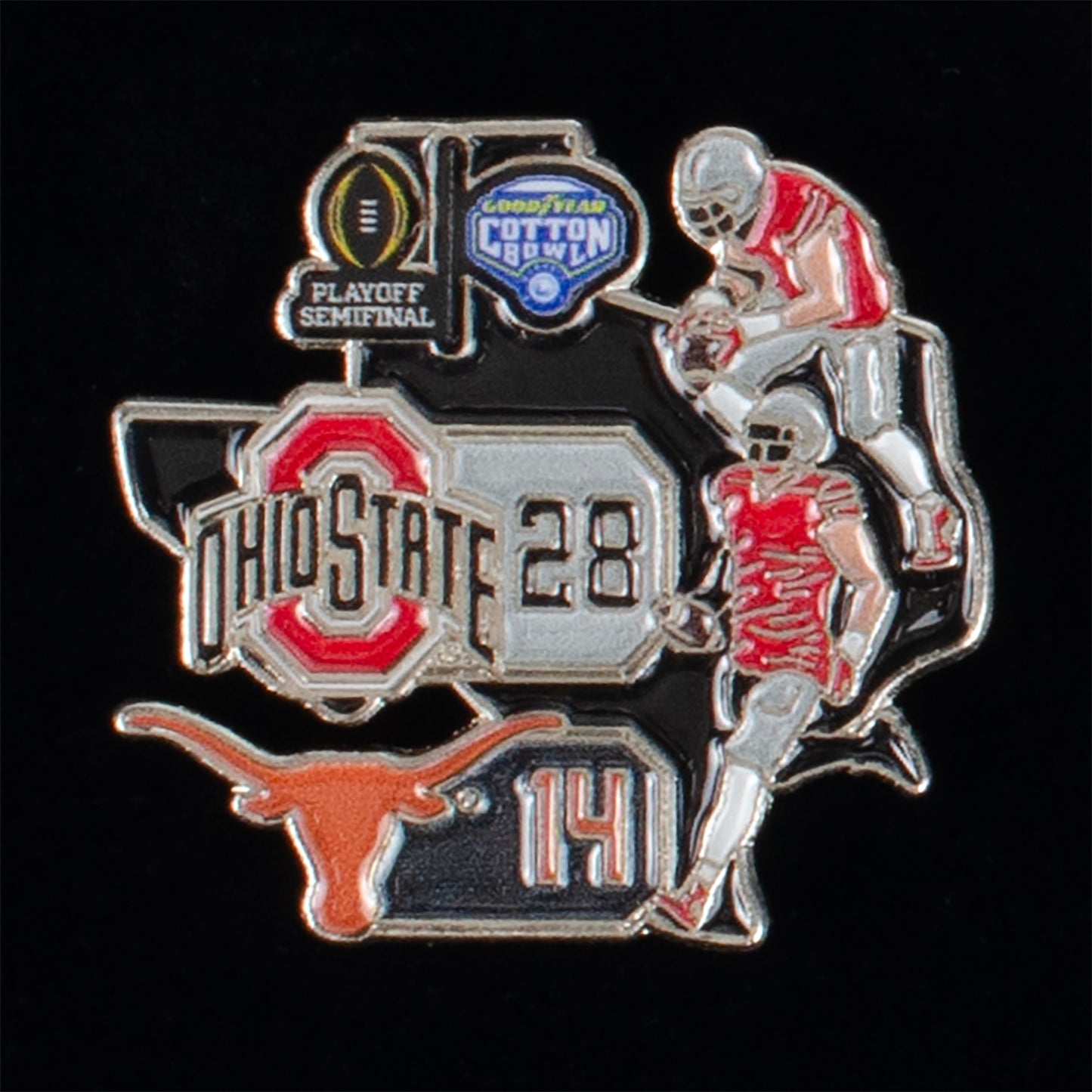 Ohio State Buckeyes 24 Playoff National Champ 5 pc Hatpin Set In Black - Texas Pin View 2