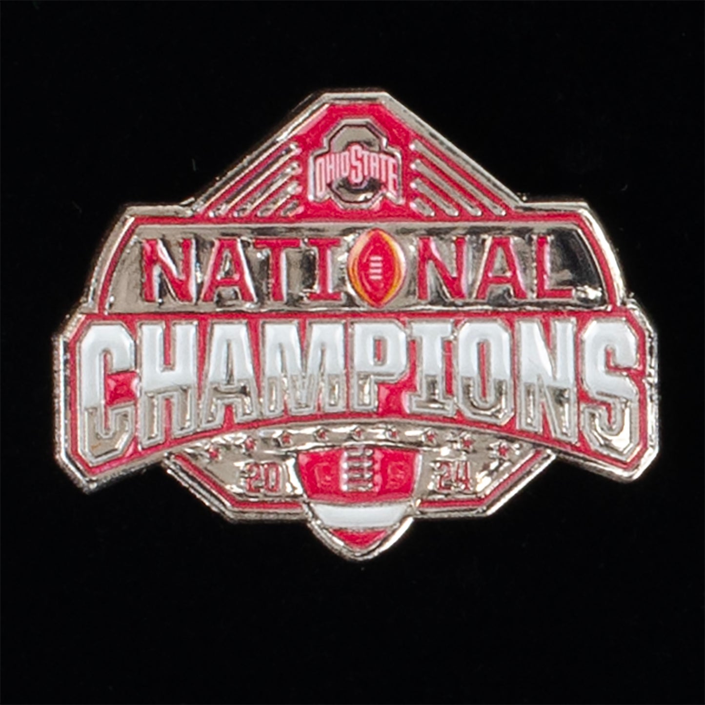Ohio State Buckeyes 24 Playoff National Champ 5 pc Hatpin Set In Black - National Champs Pin View