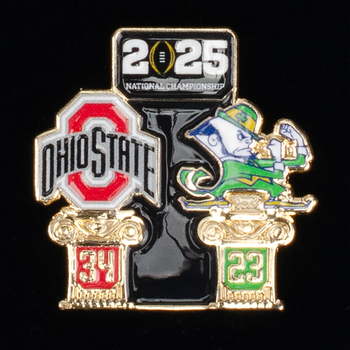 Ohio State Buckeyes 24 Playoff National Champ 5 pc Hatpin Set In Black - Notre Dame Pin View