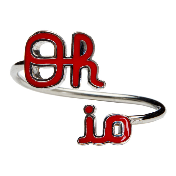 Ohio State Buckeyes Script Oh-io Adjustable Ring - In Scarlet - Front View
