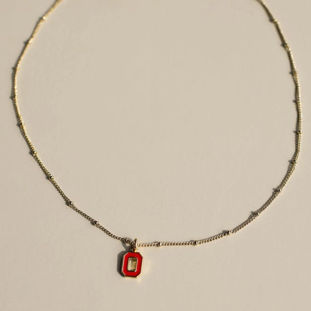 Ohio State Buckeyes Block "O" Gold Necklace - Front View