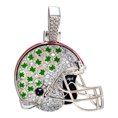 Ohio State Buckeyes GLD Football Helmet Pendant In Silver - Pennant Front View