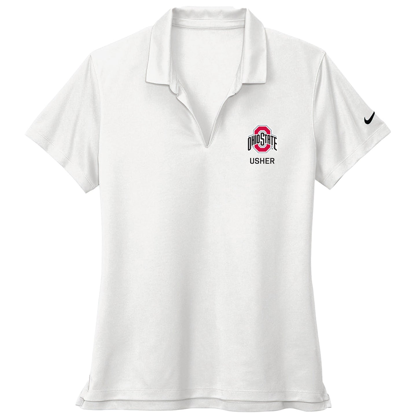 USHER - Ohio State Ladies Nike Polo - In White - Front View