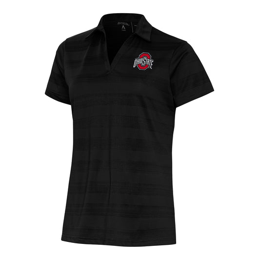 Ladies Ohio State Buckeyes Compass Black Polo - Front View