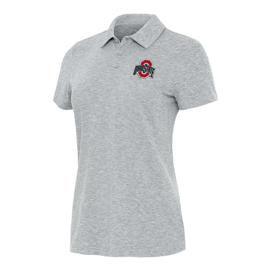 Ladies Ohio State Buckeyes Matter Heather Gray Polo - Front View