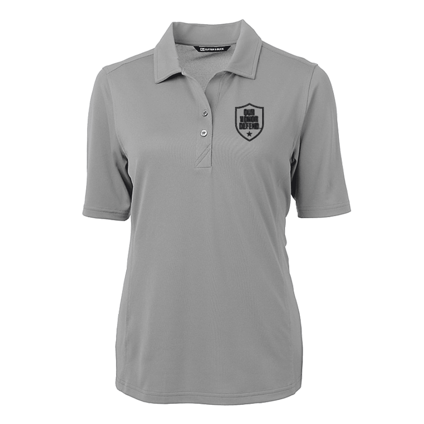 Ladies Ohio State Buckeyes Cutter & Buck Our Honor Defend Gray Polo - Front View