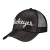 Ladies Ohio State Buckeyes Adjustable Glitter Truck Hat - In Black - Angled Left View