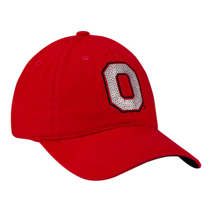 Ladies Ohio State Buckeyes Sequin Block O Adjustable Hat - In Scarlet - Angled Right View