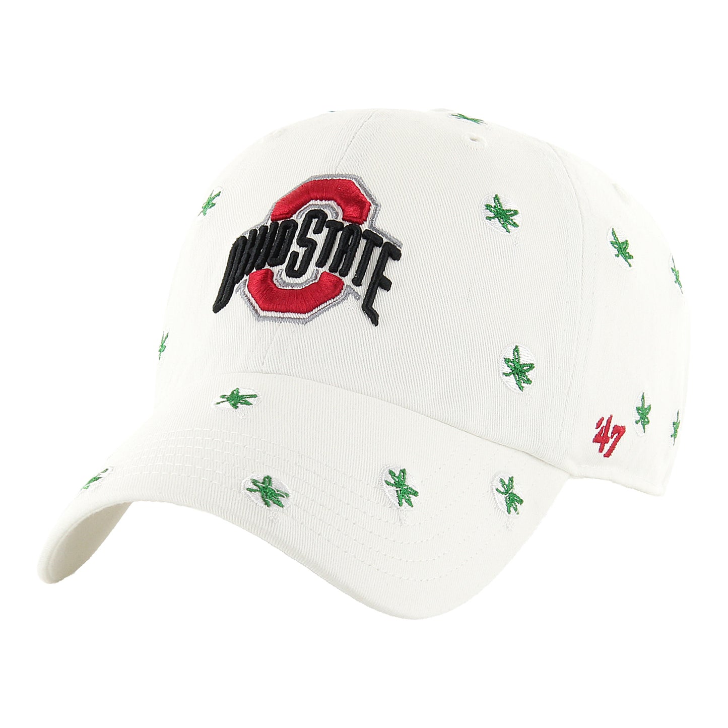 Ladies Ohio State Buckeyes 47 Brand Buckeye Leaf Confetti Hat In White - Front View