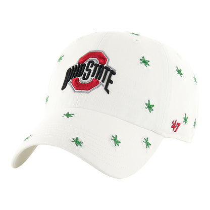 Ladies Ohio State Buckeyes 47 Brand Buckeye Leaf Confetti Hat In White - Front View