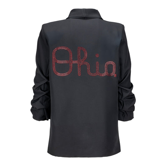 Ladies Ohio State Buckeyes Game Day Script Blazer In Black - Back View