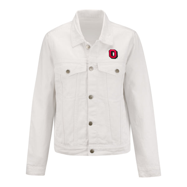 Ladies Ohio State Buckeyes Flare Jacket - In White - Front View
