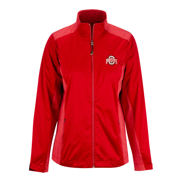 Ladies Ohio State Buckeyes 1/2 Zip Revolve & Fortune Red Jacket - In Scarlet - Front View
