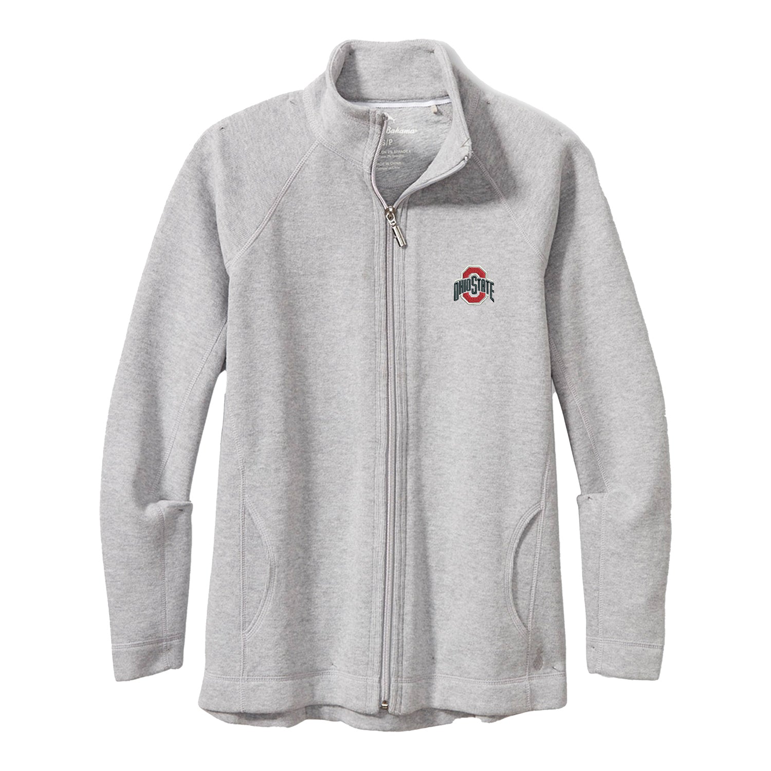 Ladies Ohio State Buckeyes Aruba Gray Full Zip Jacket - Front View