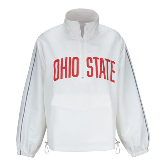 Ladies Ohio State Buckeyes Lusso 1/4 Zip Parker Rain Tech Jacket - Front View