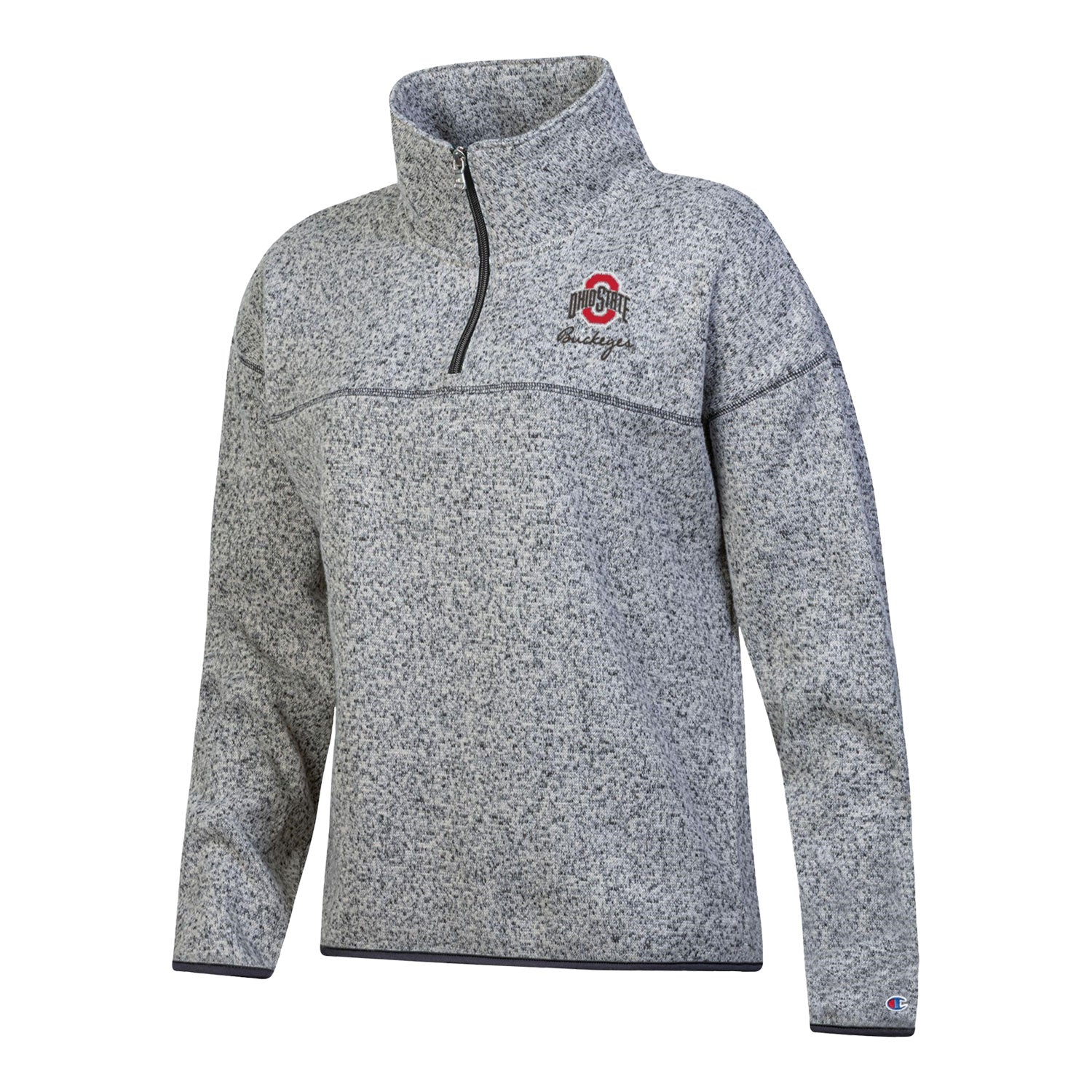 Ladies Ohio State Buckeyes 1/4 Champion Zip Gray Jacket - Front View