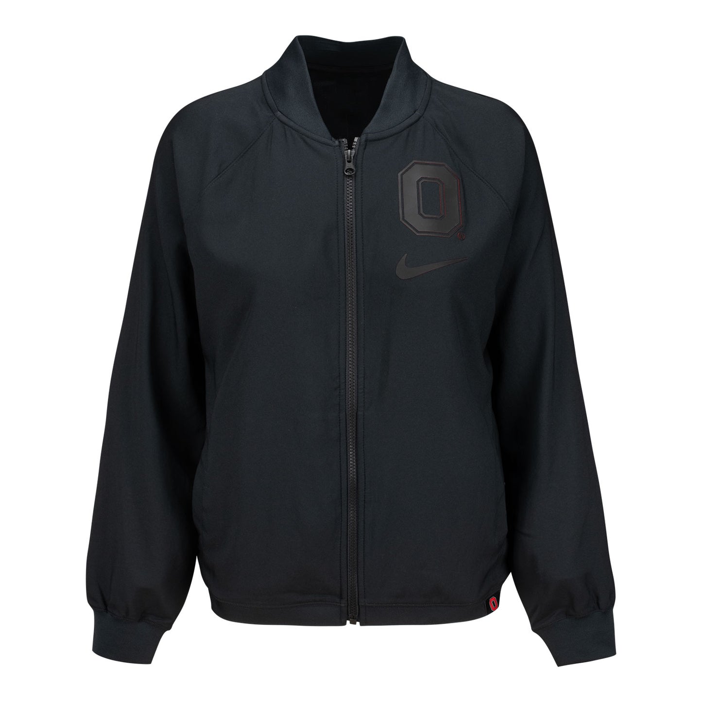 Ladies Ohio State Buckeyes Nike Bomber Full Zip Black Jacket - Front View