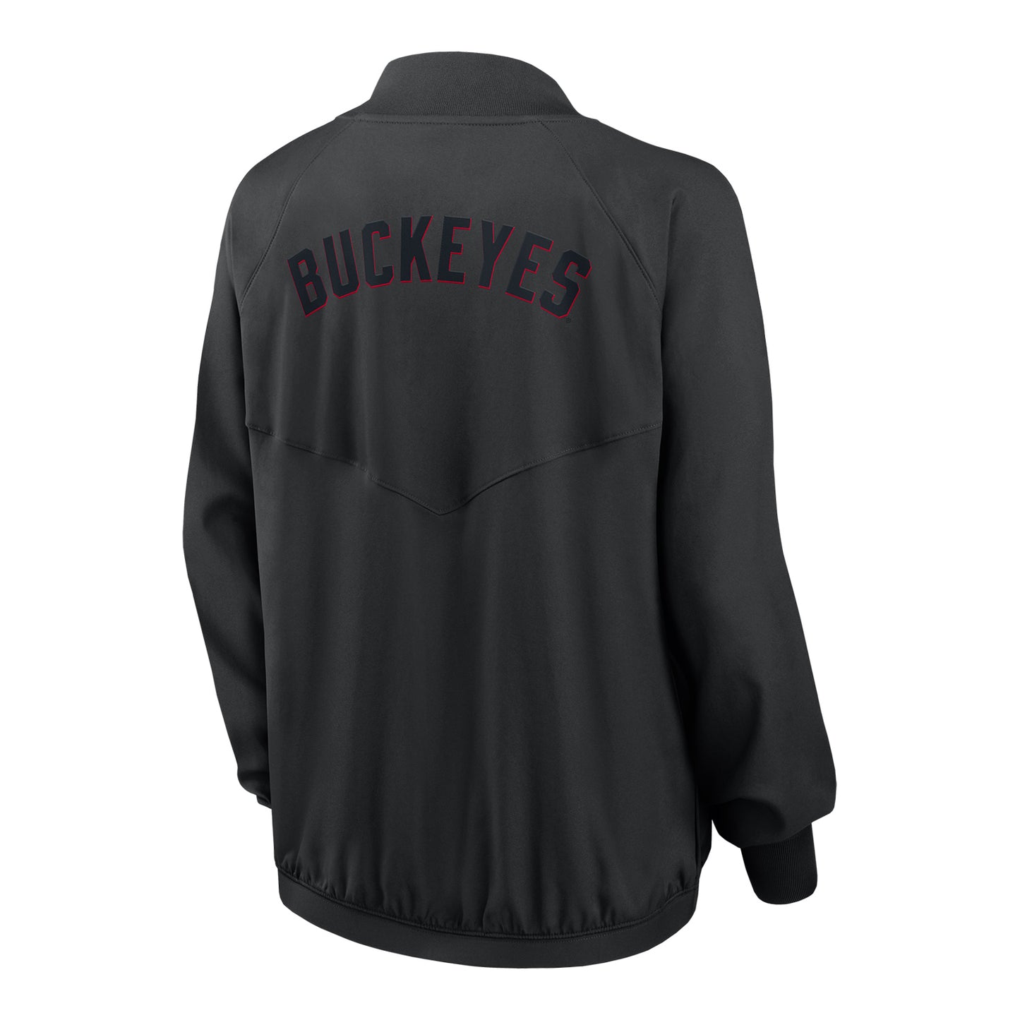 Ladies Ohio State Buckeyes Nike Bomber Full Zip Black Jacket - Back View