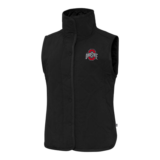 Ladies Ohio State Buckeyes Antigua Nomad Vest In Black - Front View