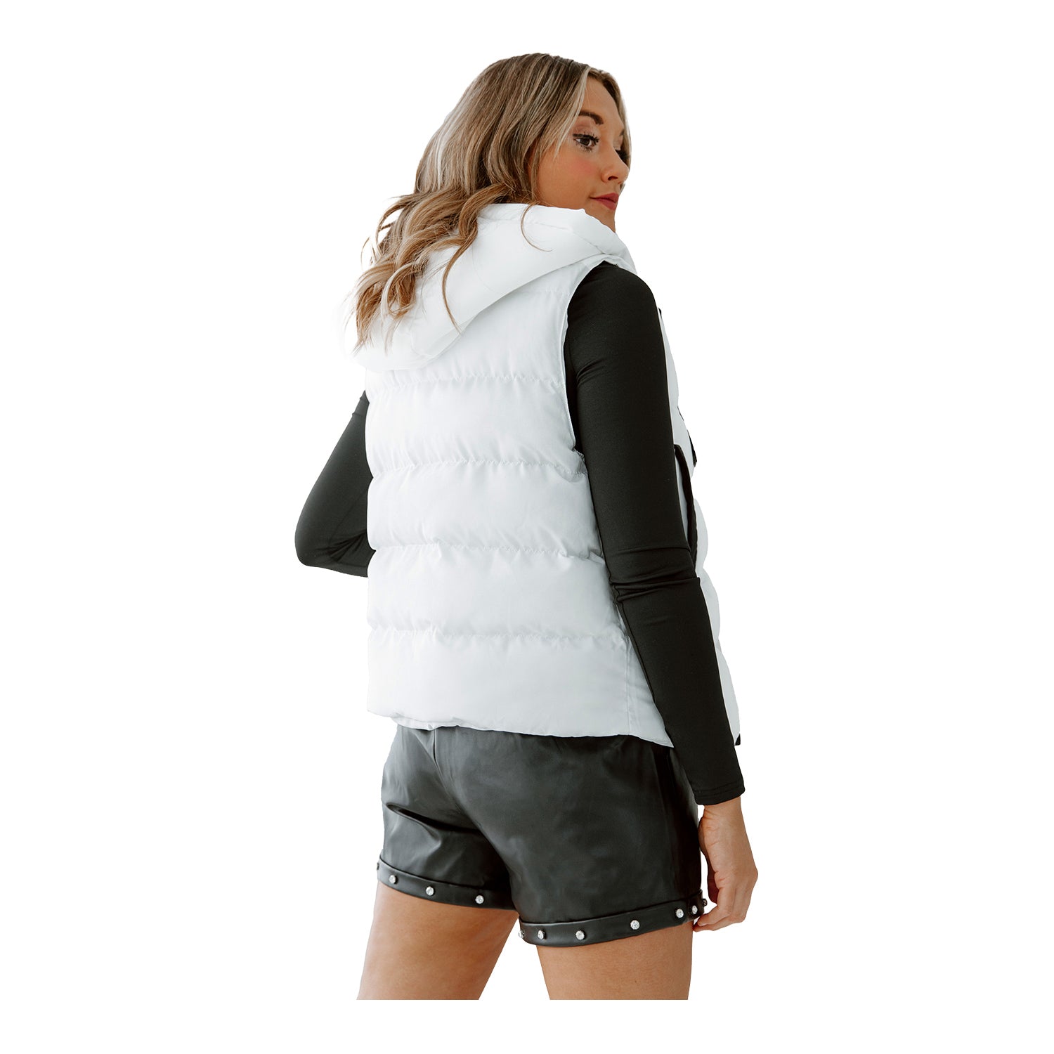 Ladies Ohio State Buckeyes Gameday Couture Iconic Play Hooded Vest In White - Back View