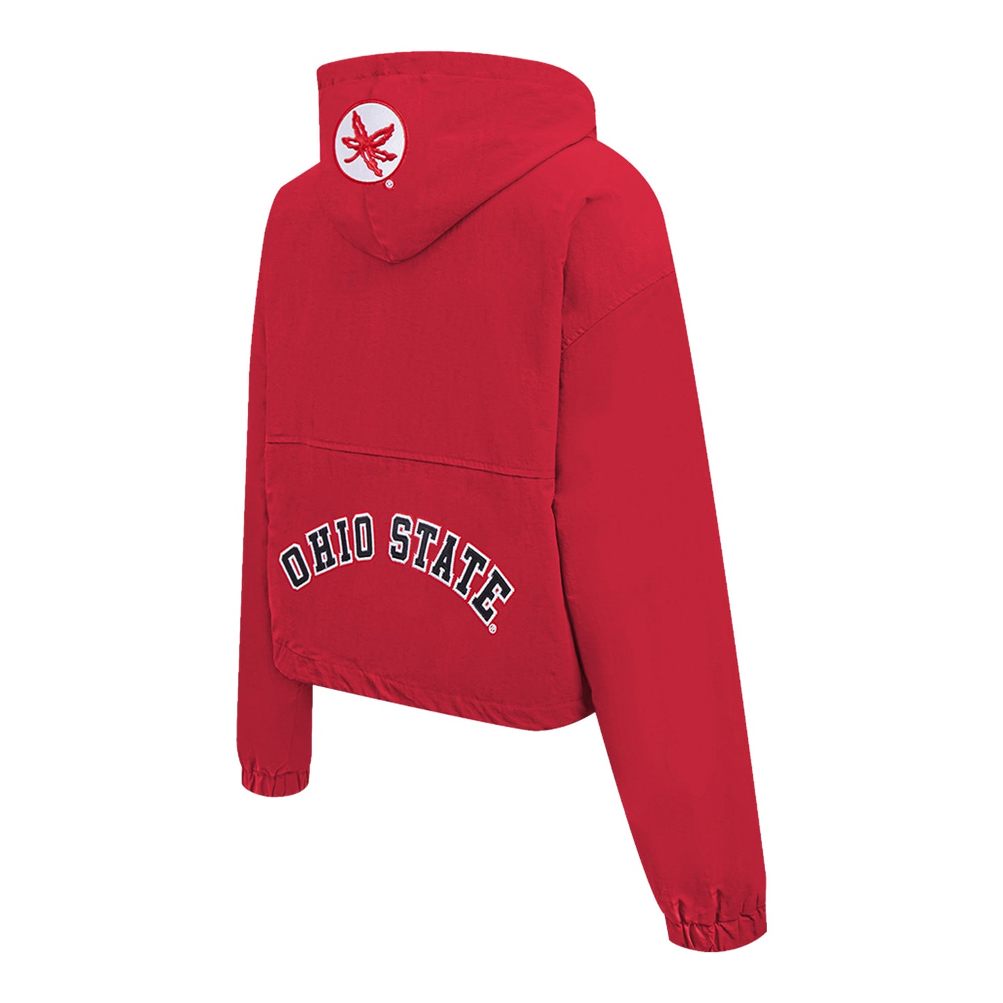 Ladies Ohio State Buckeyes Prostandard Woven Wind 1/4 Zip Jacket In Scarlet - Backside View