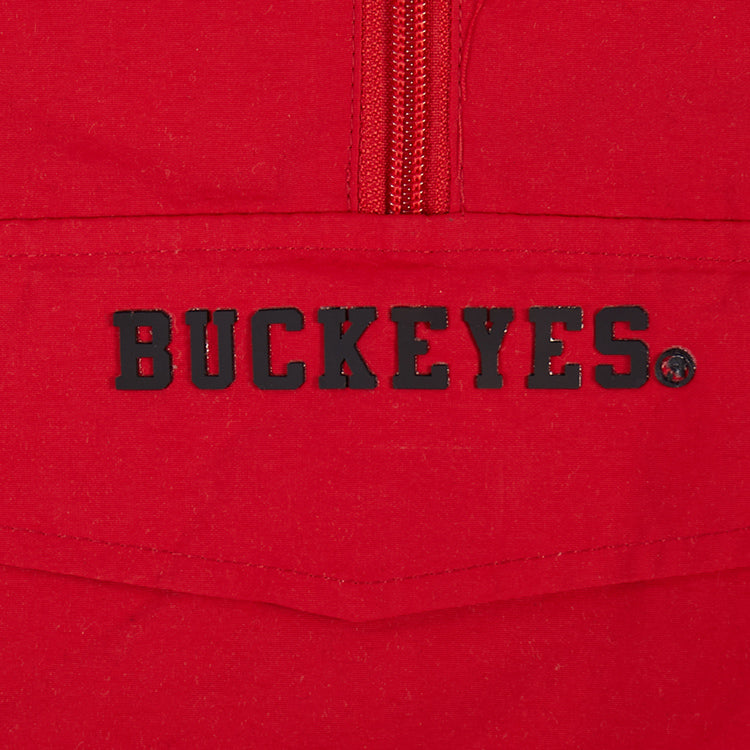Ladies Ohio State Buckeyes Prostandard Woven Wind 1/4 Zip Jacket In Scarlet - Pouch View