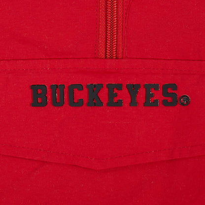 Ladies Ohio State Buckeyes Prostandard Woven Wind 1/4 Zip Jacket In Scarlet - Pouch View