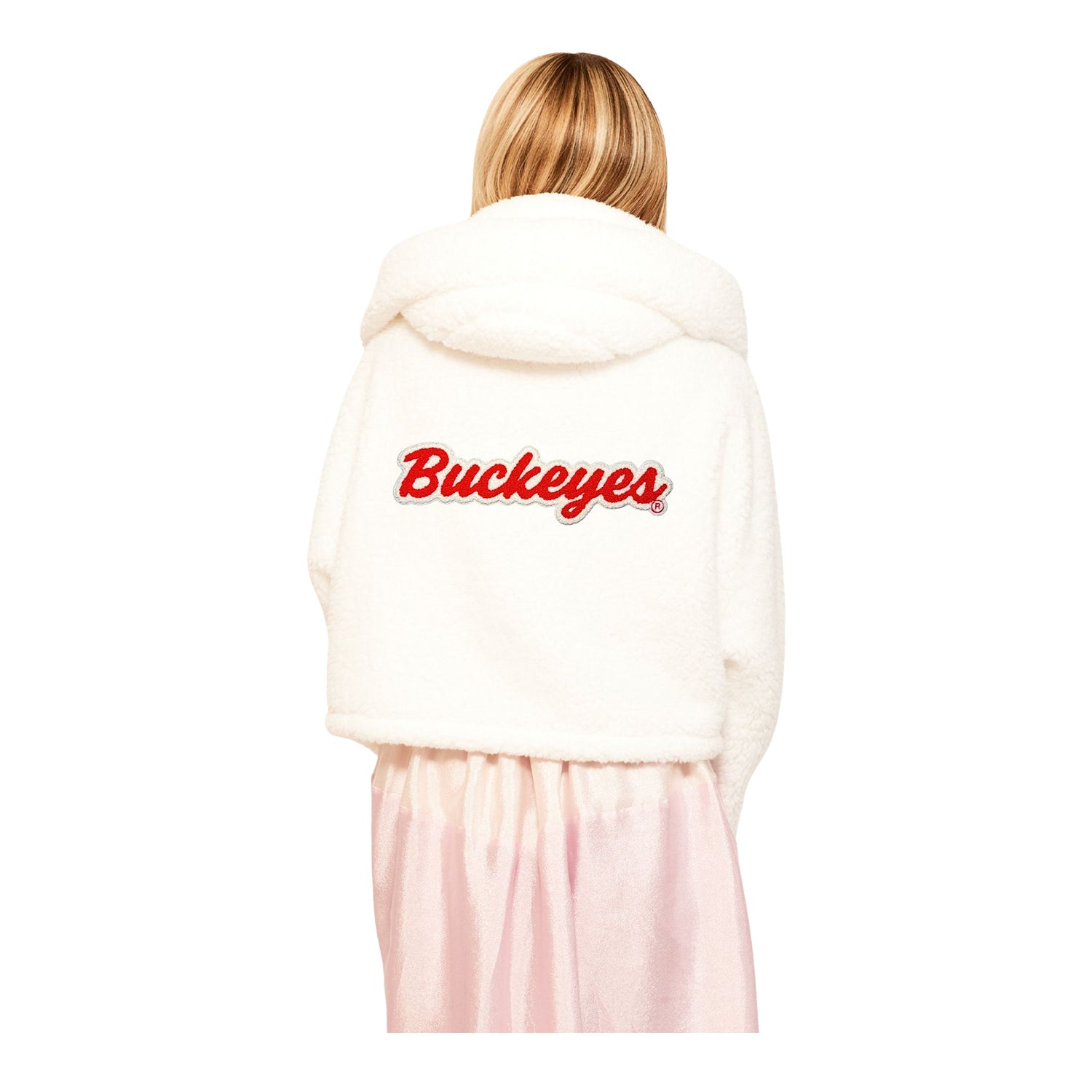 Ladies Ohio State Buckeyes Jill Martin Cropped Hooded Lounger - Modeled Back