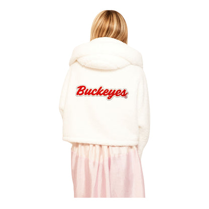 Ladies Ohio State Buckeyes Jill Martin Cropped Hooded Lounger - Modeled Back