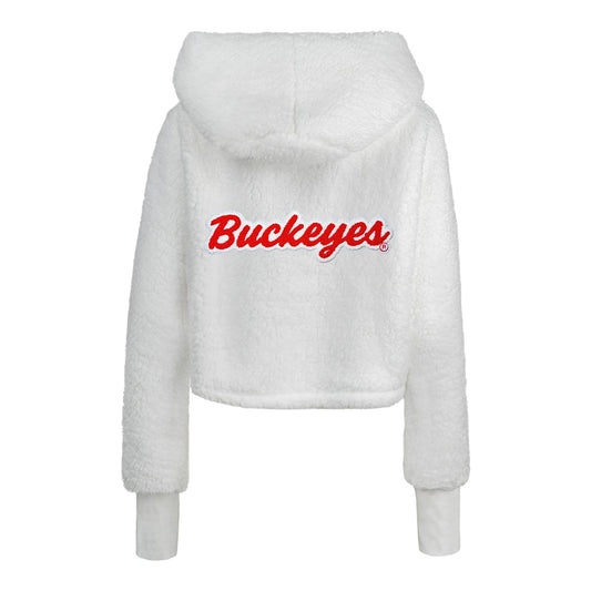 Ladies Ohio State Buckeyes Jill Martin Cropped Hooded Lounger - back View