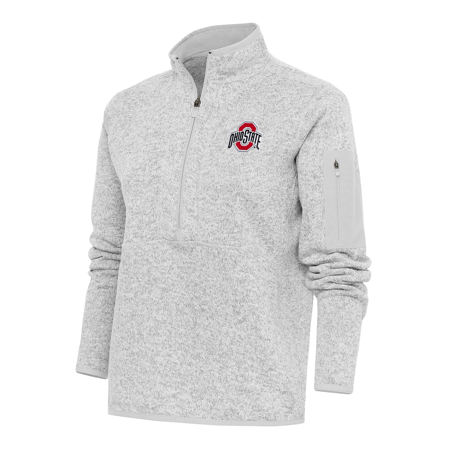 Ladies Ohio State Buckeyes 1/2 Zip Fortune Heather Gray Pullover Jacket - Front View