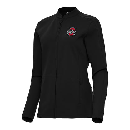 Ladies Ohio State Buckeyes Regard Full Zip Black Jacket - Front View