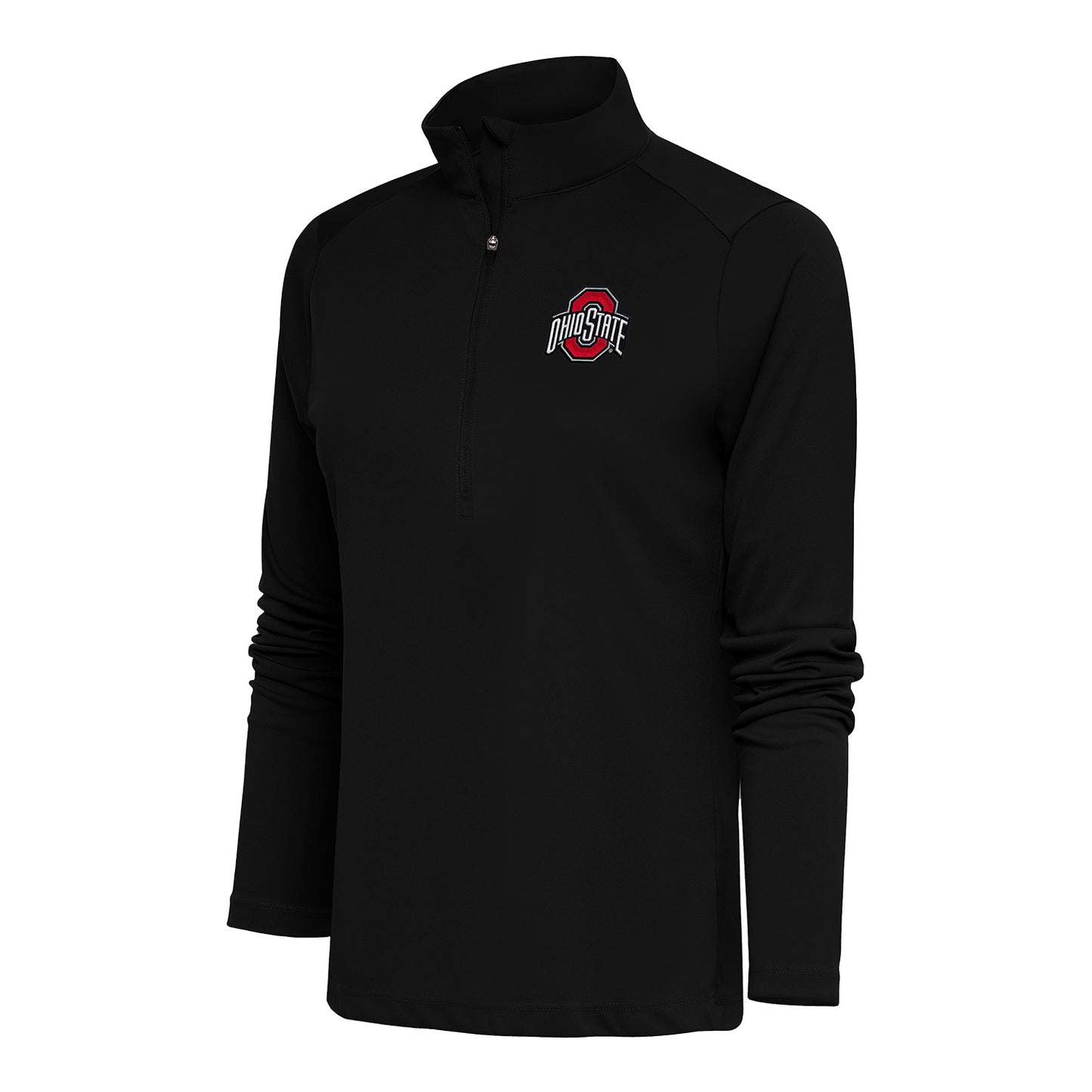 Ladies Ohio State Buckeyes 1/2 Zip Tribute Black Jacket - Front View