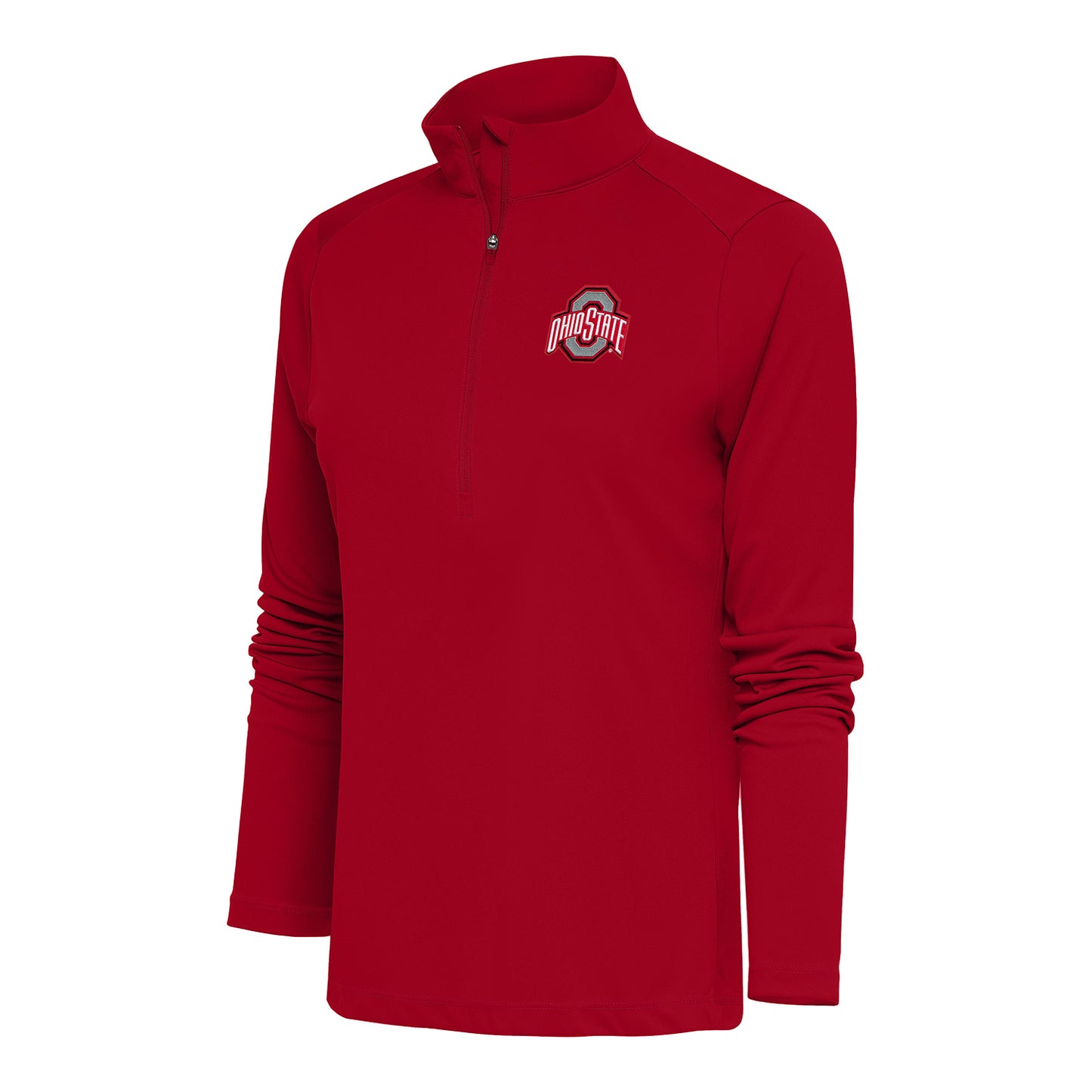 Ladies Ohio State Buckeyes 1/2 Zip Tribute Scarlet Jacket - Front View