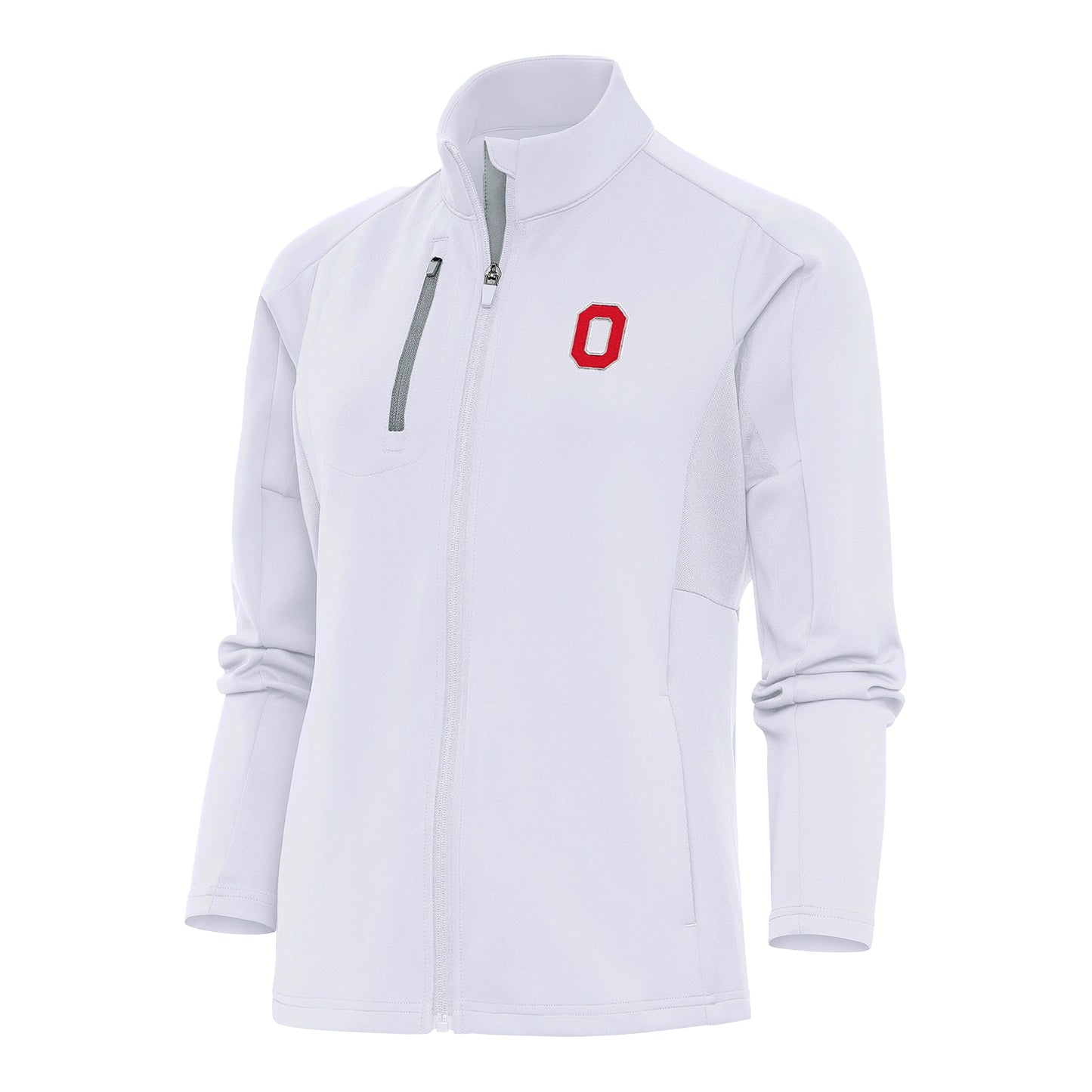 Ladies Ohio State Buckeyes Full Zip Generation White Jacket - Front View