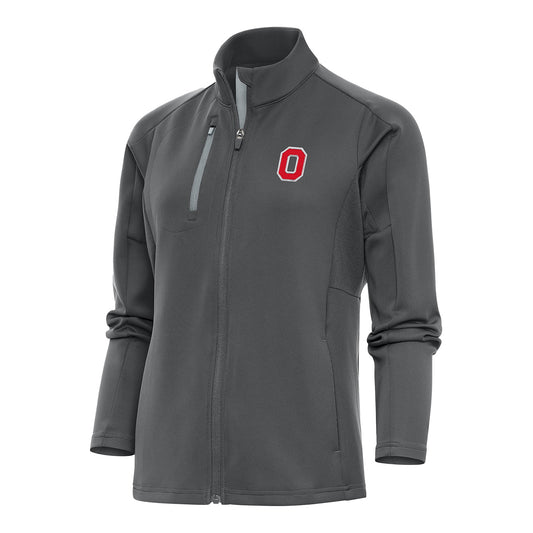 Ladies Ohio State Buckeyes Full Zip Generation Gray Jacket - Front View