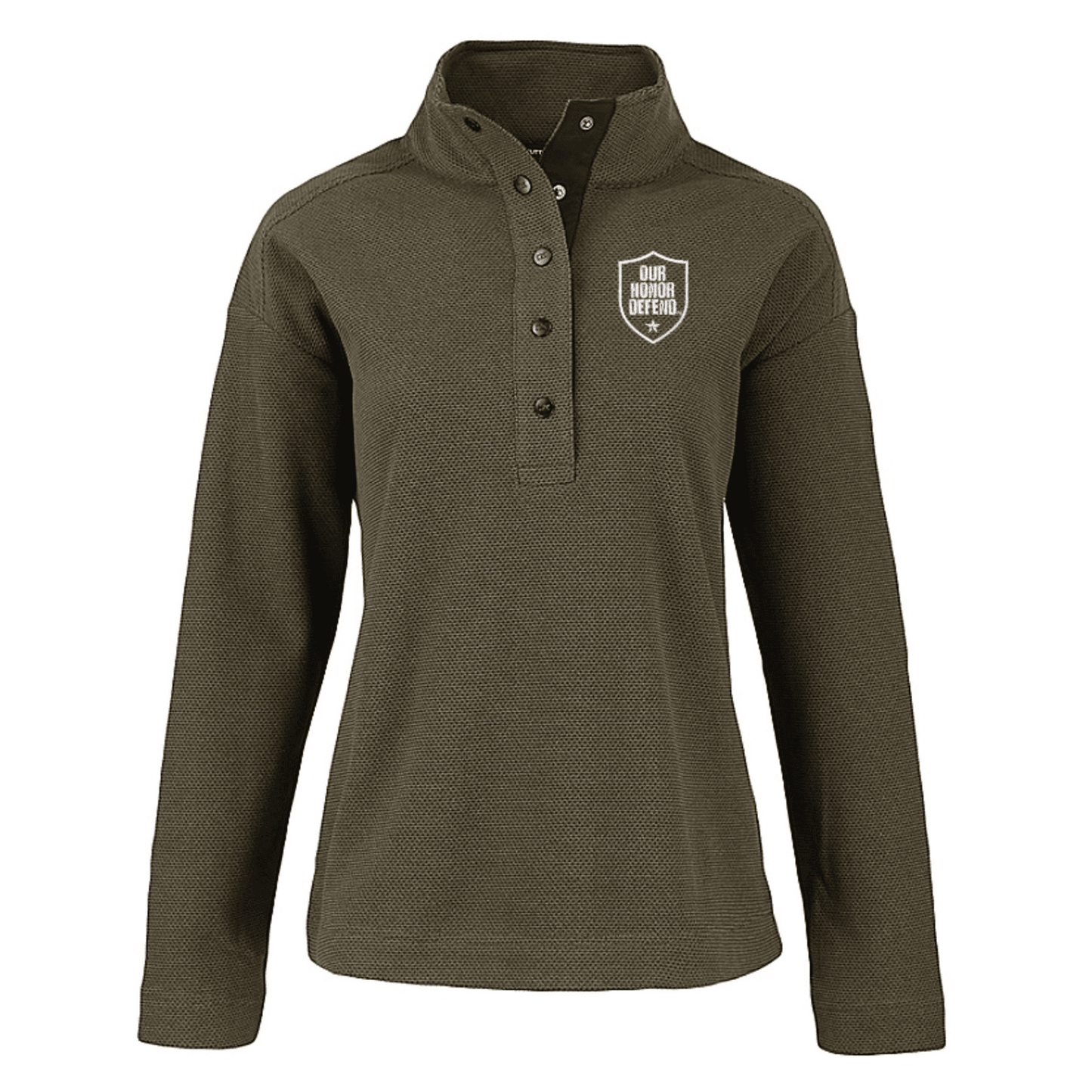 Ladies Ohio State Buckeyes Cutter & Buck Our Honor Defend Snap Pullover Jacket In Green - Front View