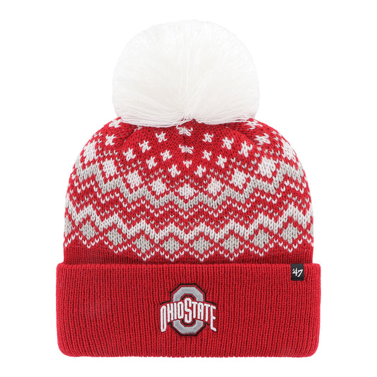 Ladies Ohio State Buckeyes Elsa Primary Logo Knit Hat - In Scarlet - Front View