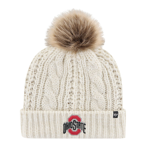 Ladies Ohio State Buckeyes Meeko White Primary Logo Knit Hat - In White - Front View